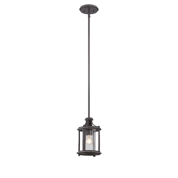 Designers Fountain Palencia 100 Watt 1 Light Artisan Pardo Wash Mini-Pendant with Clear Seedy Glass Shade 87530-APW - main